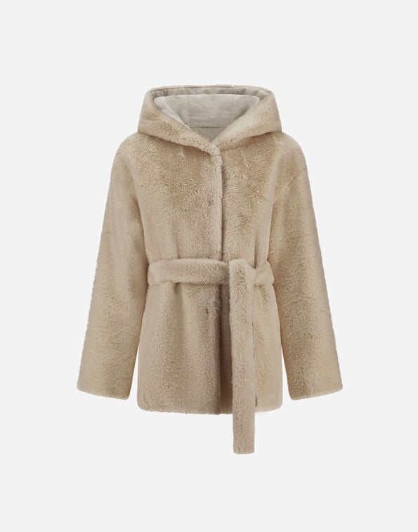 Herno REVERSIBLE PARKA IN SOFT ALTERNATIVE FUR AND CHANGING NYLON Chantilly GC0003DNW124221985