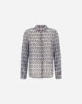Herno RESORT SHIRT IN LIGHT COTTON RECTANGULAR PRINT Light Blue/Brown CM00012DR13264PM019080