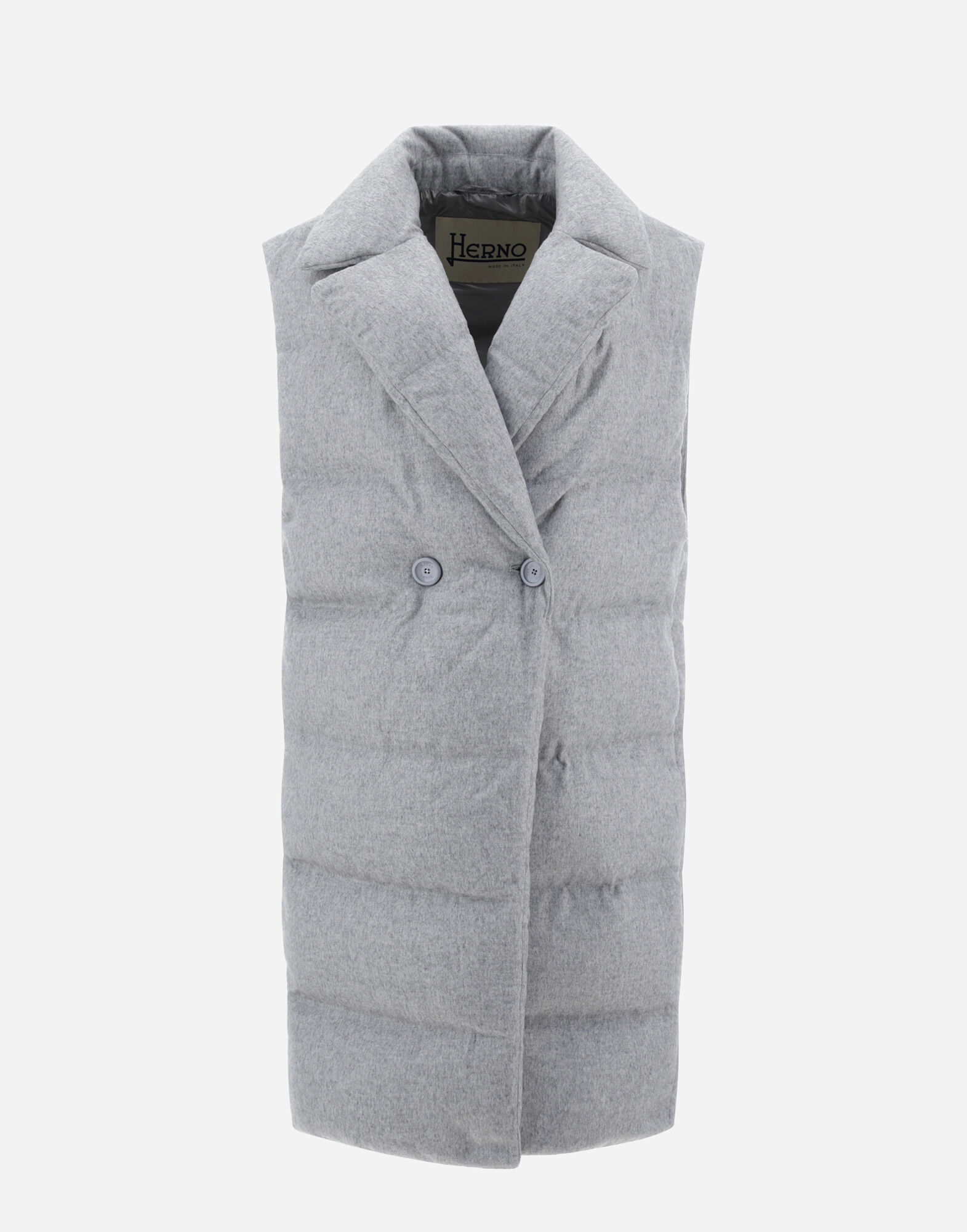 PIUMINO GILET MEDIO CASHMERE SETA HD in Light Grey for Women Herno