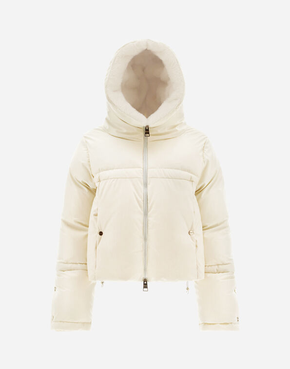 ECOSKIN AND LADY FAUX FUR BOMBER JACKET in Natural for Women | Herno®