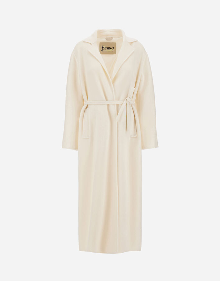 Herno BELTED COAT IN NEW MODERN WOOL White CA000585D334151000