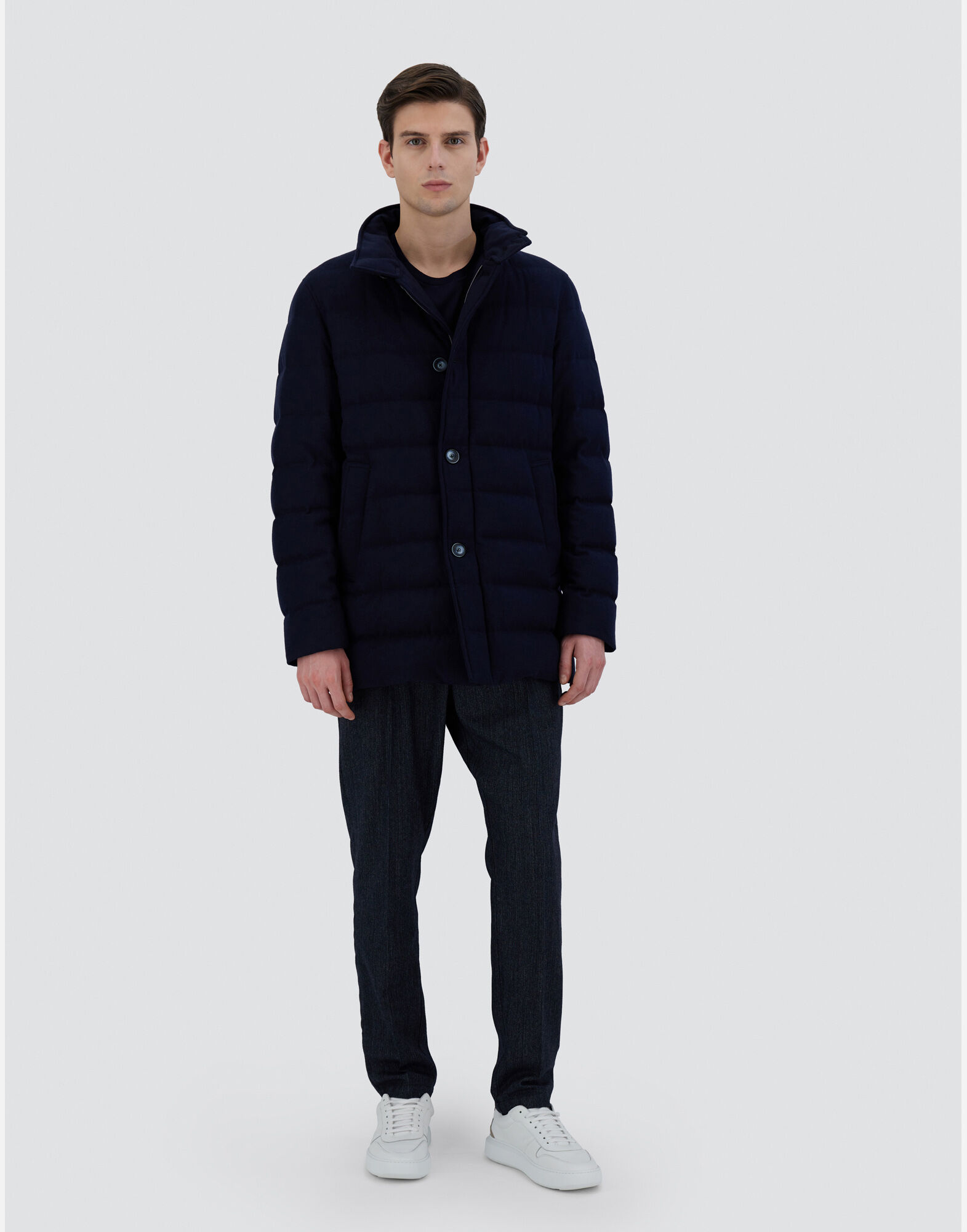 CARCOAT IN EASY CASHMERE MIX in Navy Blue for Men Herno