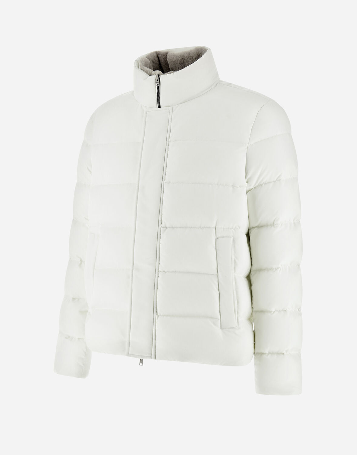 Herno Bomber Jacket In Arendelle And Faux Fur In White