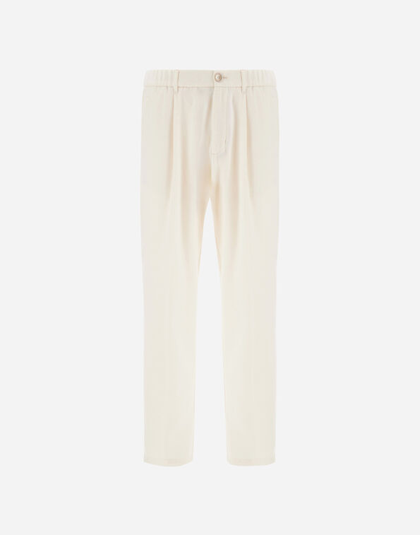 Herno RESORT TROUSERS IN WOOL-BLEND MELANGE FLANNEL Ivory PT00047UR129341200