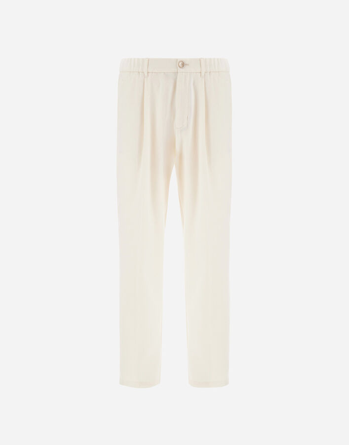 Herno RESORT TROUSERS IN WOOL-BLEND MELANGE FLANNEL Ivory PT00047UR129341200