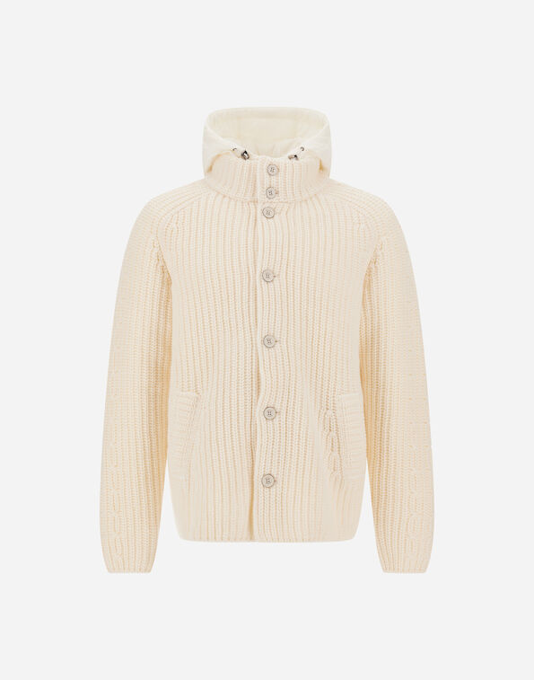 Herno WOOL JACKET WITH RAISED TEXTURE AND CABLE-KNIT DETAILING Milk White MC000231U700641010