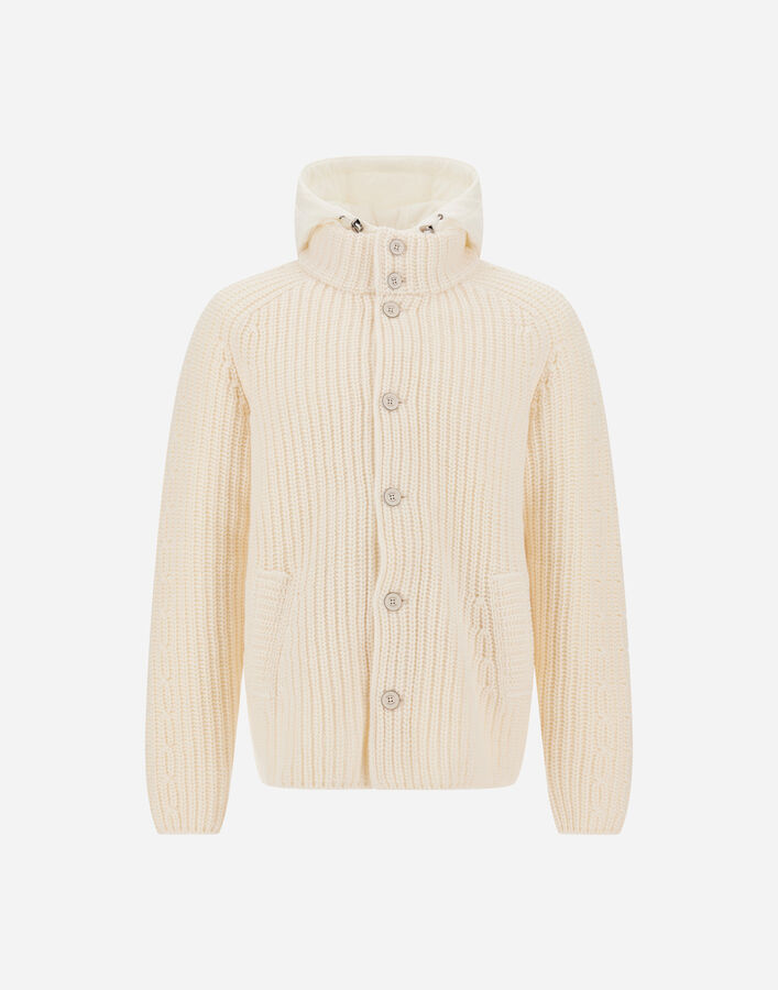 Herno WOOL JACKET WITH RAISED TEXTURE AND CABLE-KNIT DETAILING Milk White MC000231U700641010