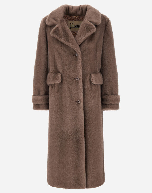 Herno COAT IN MELANGE ALTERNATIVE MINK FUR Dark Taupe GC000545D127392700