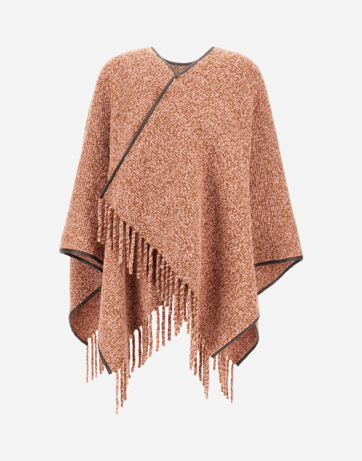 Herno ALPACA AND WOOL BOUCL&Eacute; PONCHO Pink/Brown MAN00007D334804183