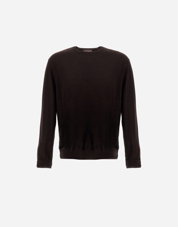 Herno RESORT SWEATER IN WOOL AND SILK Dark Brown MG00043UR700258993