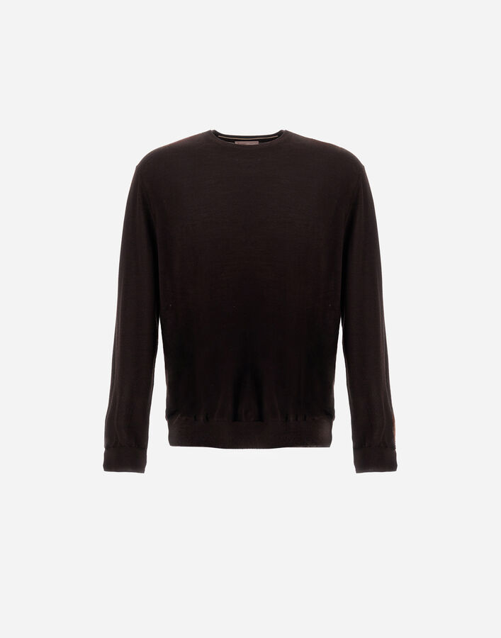 Herno RESORT SWEATER IN WOOL AND SILK Dark Brown MG00043UR700258993