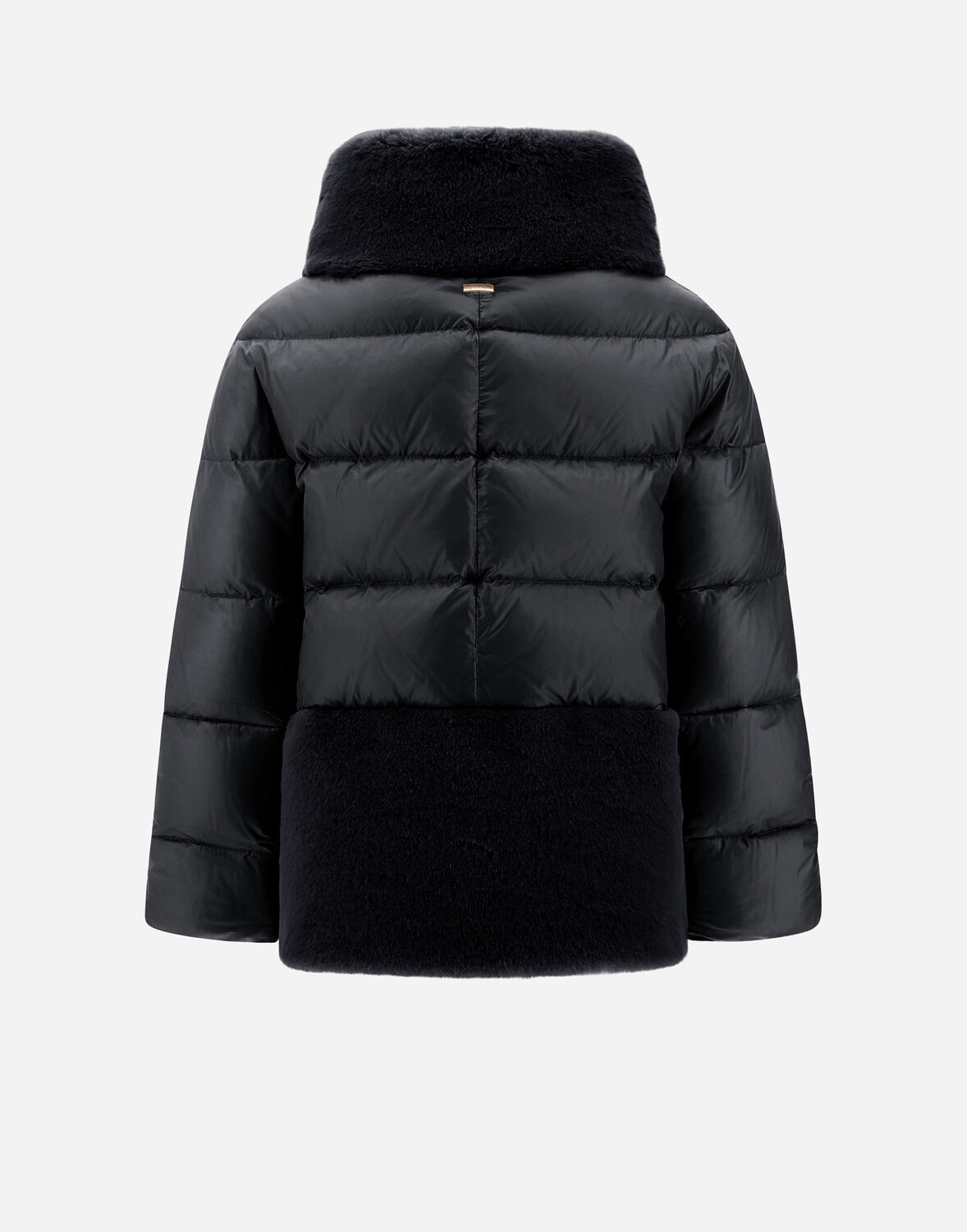 Herno A-shape Jacket In Nylon Ultralight And Soft Faux Fur In Black