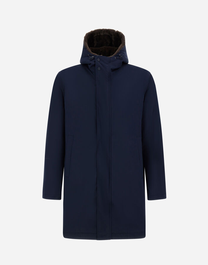 Herno LONG PARKA IN KEYSTONE AND LIGHT FAUX FUR Navy Blue PA000170U12343Z9200