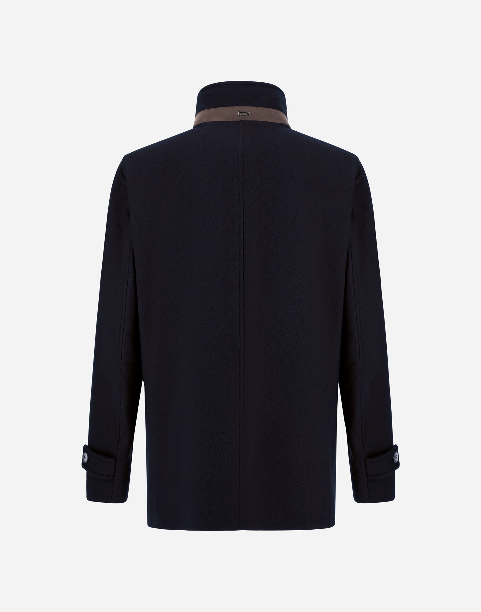 メンズ SHORT COAT IN PURE CASHMERE AND SUEDE EFFECT ダークブルー