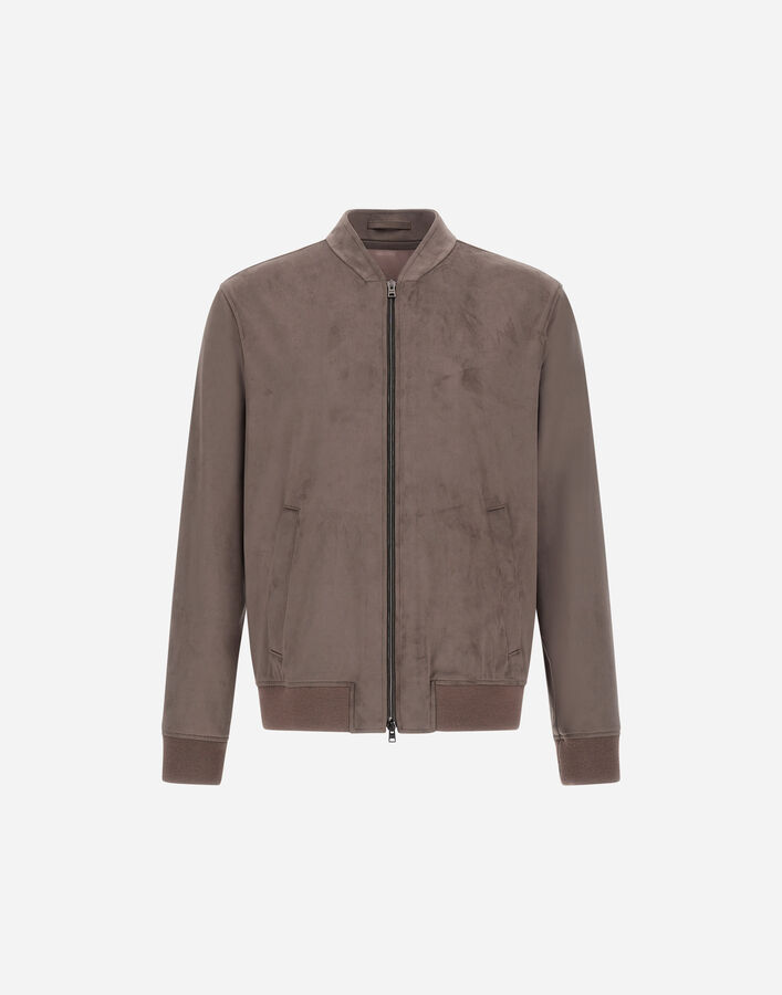 Herno RESORT BOMBER JACKET IN ALTERNATIVE SUEDE Dark Taupe GI00073UR127372700