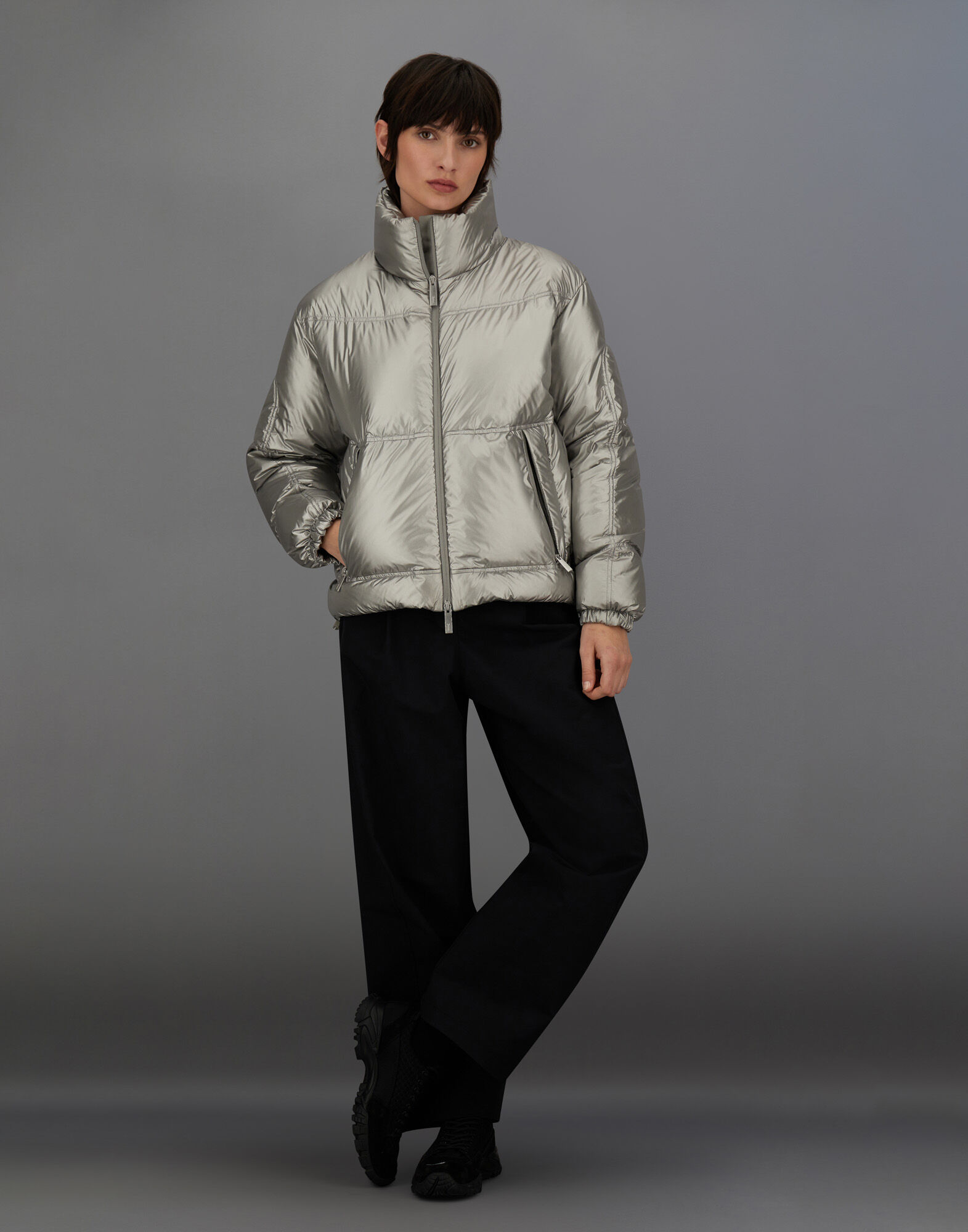 LAMINAR JACKET IN METALLIC SHIELD in Silver | Herno®