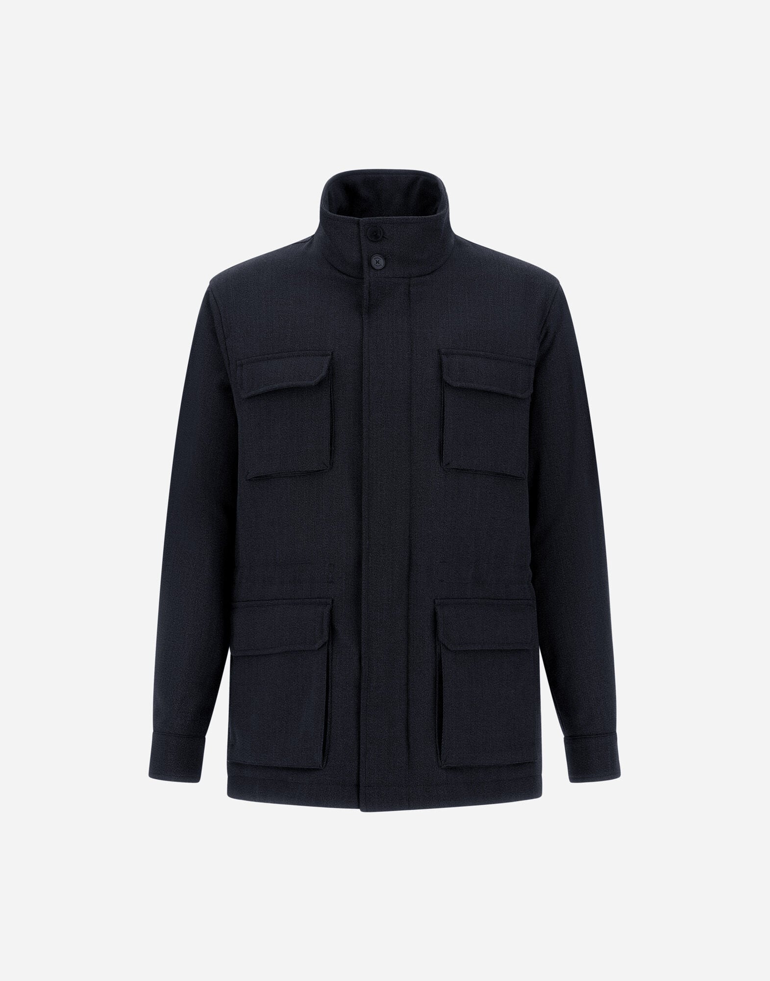 メンズ VINTAGE-EFFECT WOOL-BLEND FIELD JACKET ネイビーブルー