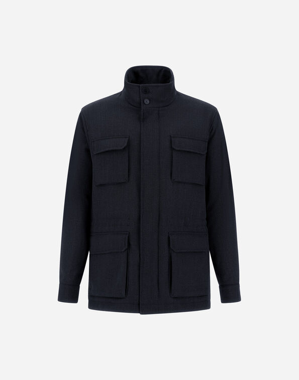 Herno VINTAGE-EFFECT WOOL-BLEND FIELD JACKET Navy Blue FI000157U129229200