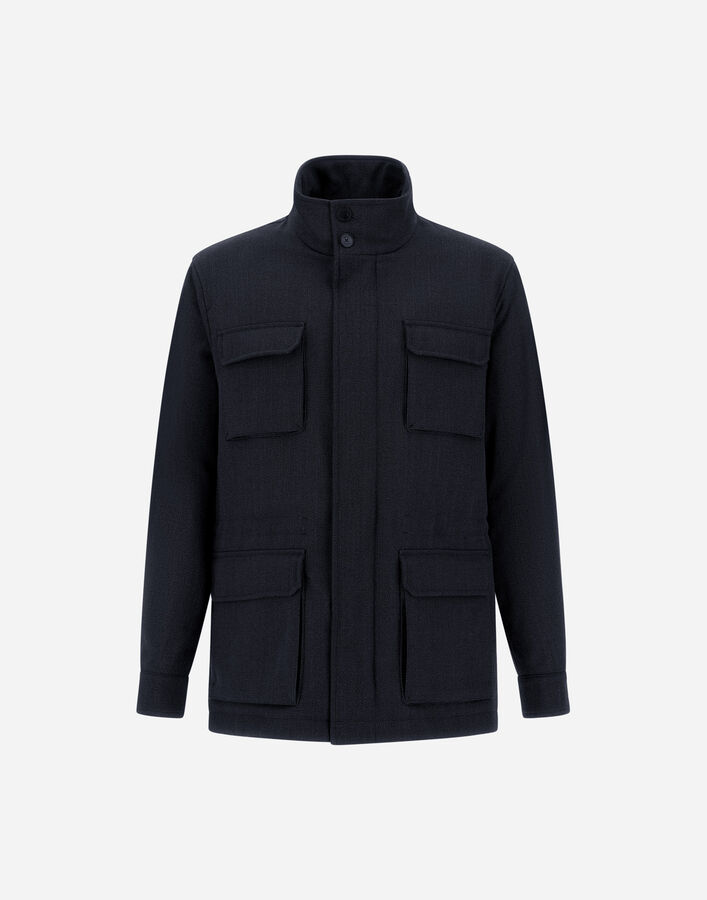 Herno VINTAGE-EFFECT WOOL-BLEND FIELD JACKET Navy Blue FI000157U129229200