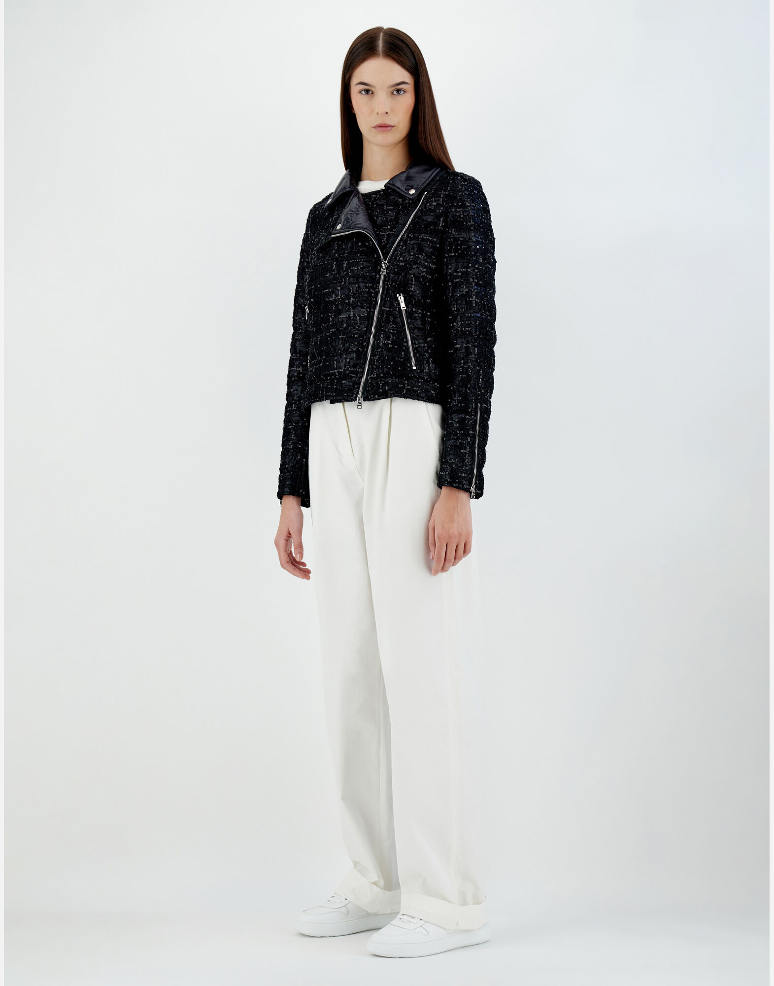 Black sequin biker jacket on sale