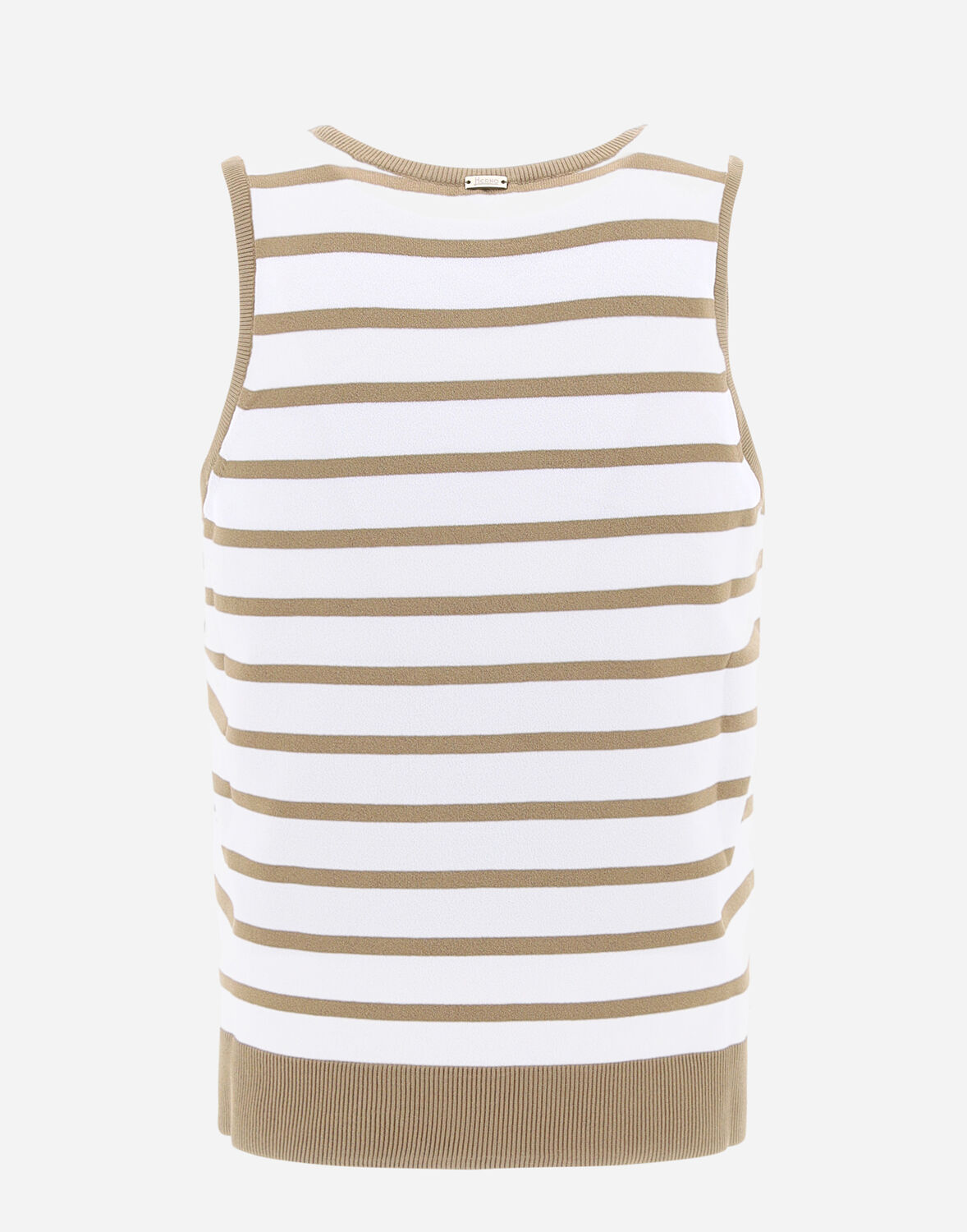 Shop Herno Endless Viscose Stripes Top In White/beige