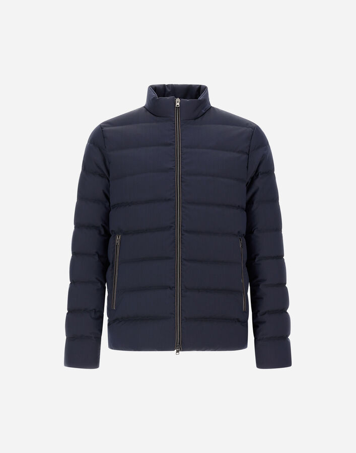 Herno BOMBER JACKET IN POLISHED SMOOTH WOOL Navy Blue PI001262U127369200
