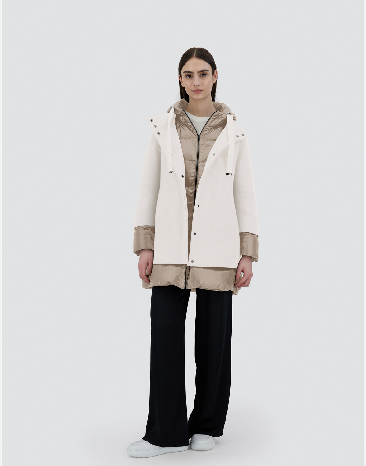 Herno A-shape Jacket In Ecowool And Nylon Ultralight In Chantilly