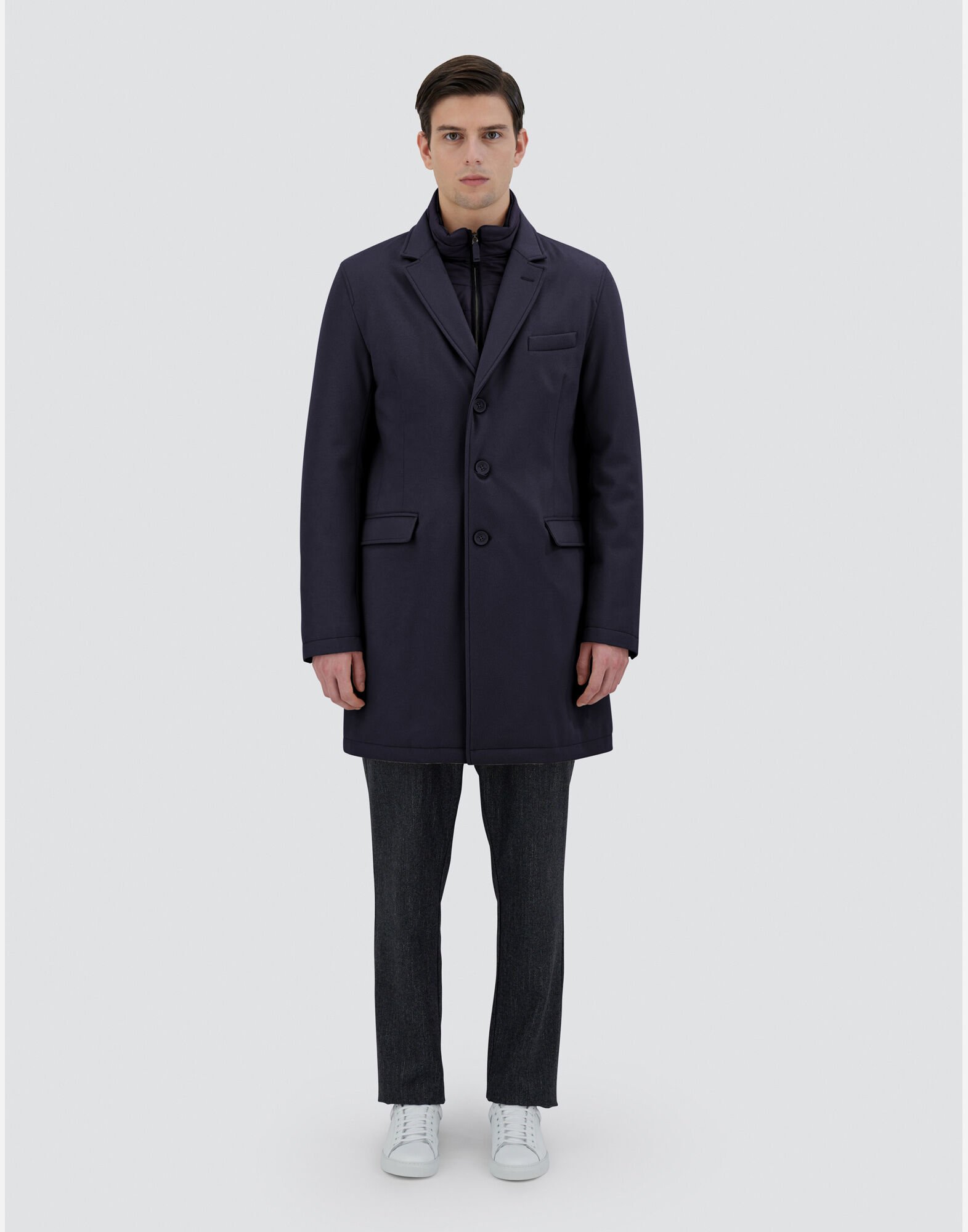 WOOL BEAVER COAT in Navy Blue for Men Herno