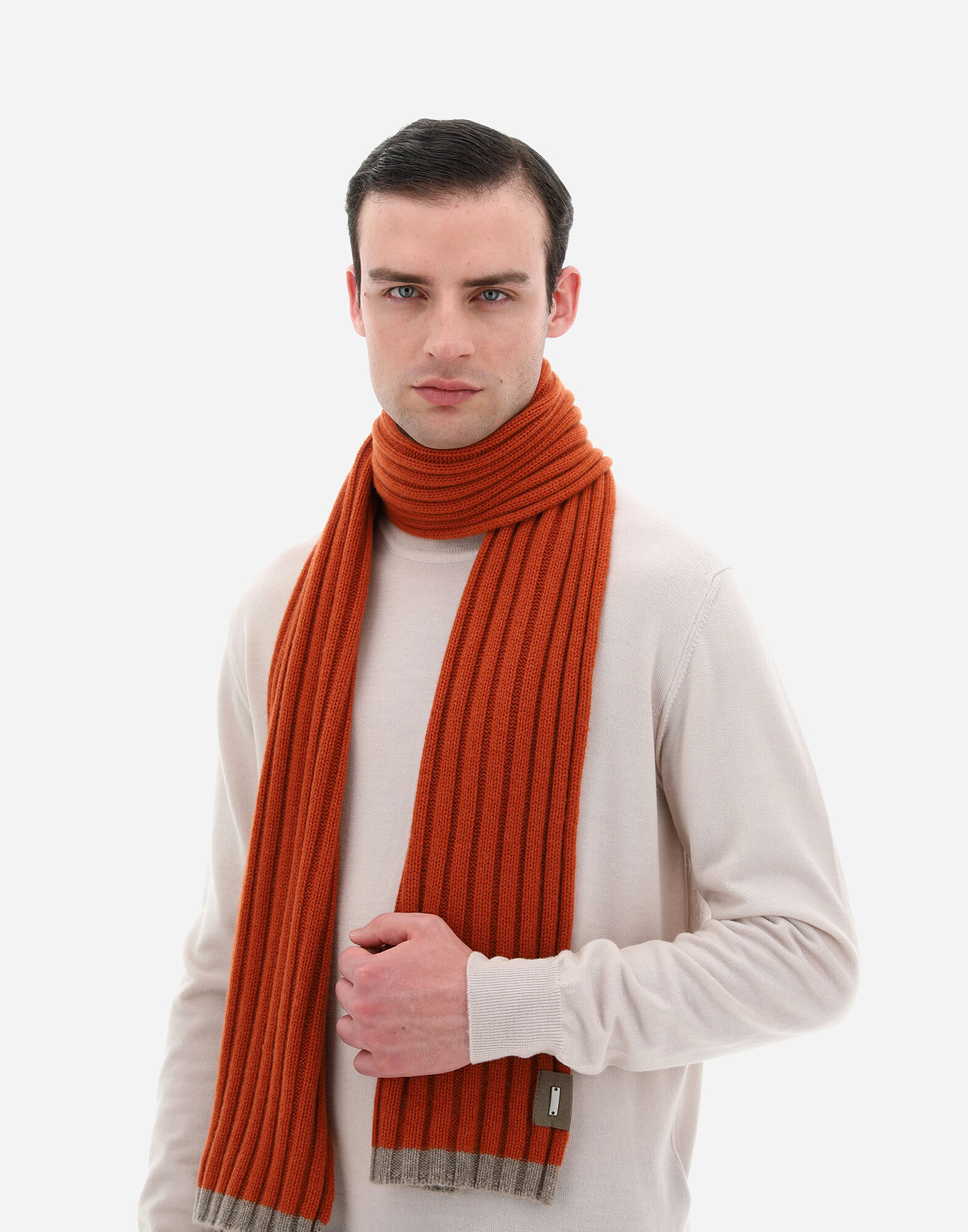 ETERNITY CASHMERE RIB SCARF in Paprika for Men Herno