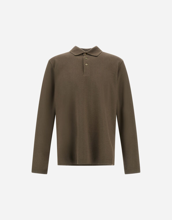 Herno COTTON AND CASHMERE DOUBLE PIQU&Eacute; POLO SHIRT Light Military JPL00154U540077730