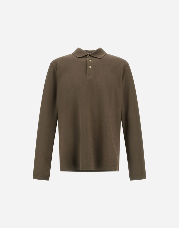 Herno COTTON AND CASHMERE DOUBLE PIQU&Eacute; POLO SHIRT Light Military JPL00154U540077730
