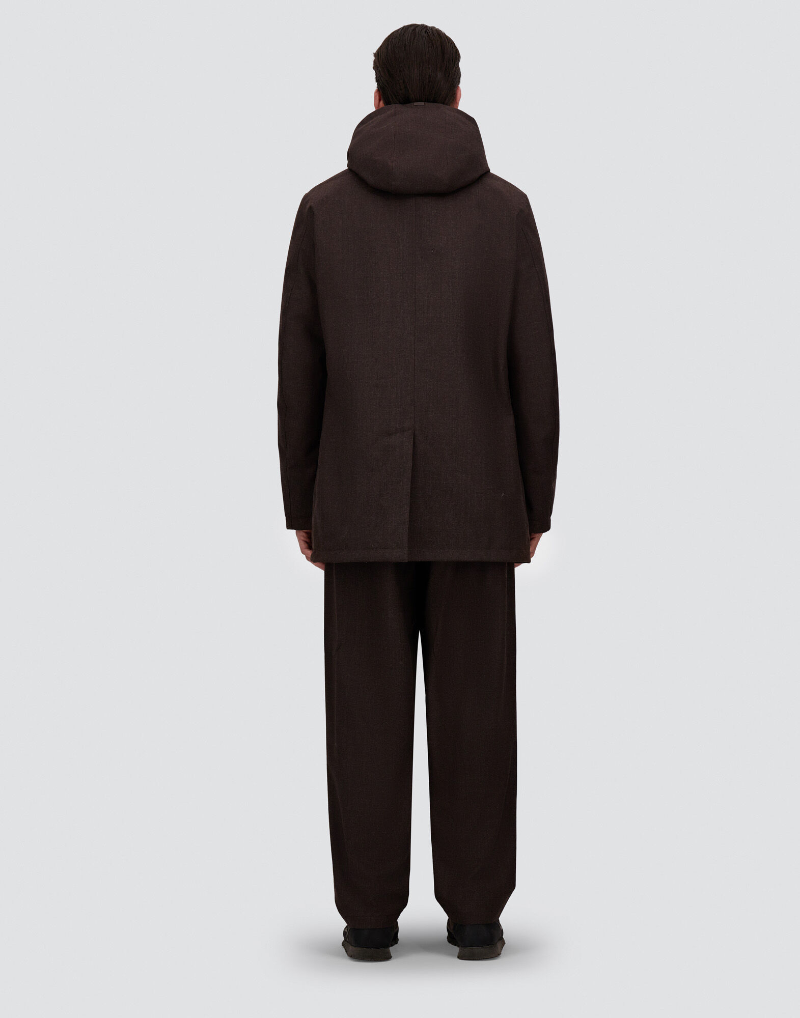 メンズ FLANNEL COAT WITH WATERPROOF MEMBRANE ダークブラウン