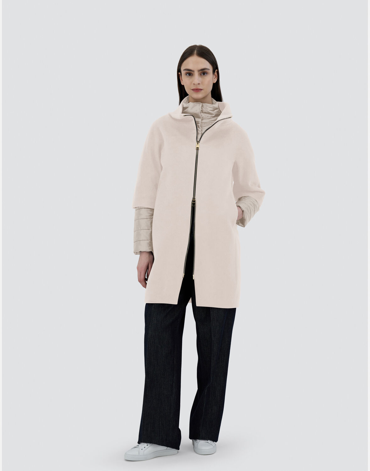 Herno Coat In Luxury Wool And Nylon Ultralight In Light Beige