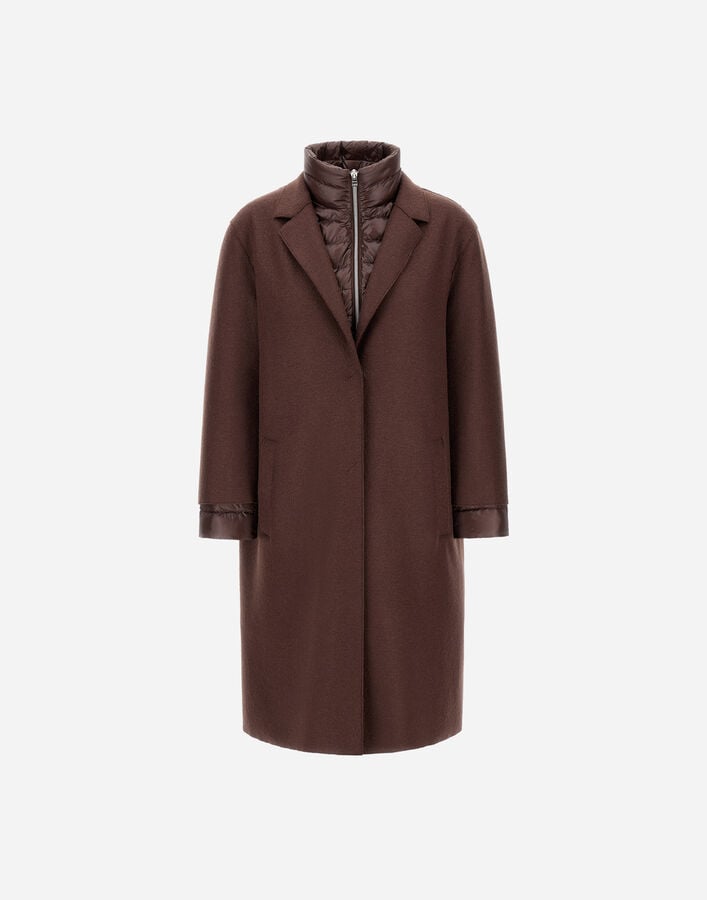 RESORT COAT IN FELTED WOOL & NYLON ULTRALIGHT Herno Herno RESORT COAT IN FELTED WOOL & NYLON ULTRALIGHT Dark Chocolate PI00153DR333728810