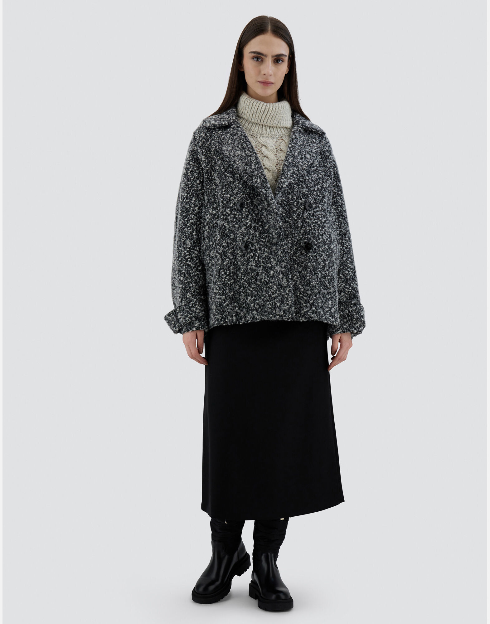 Boucle wool coat hot sale