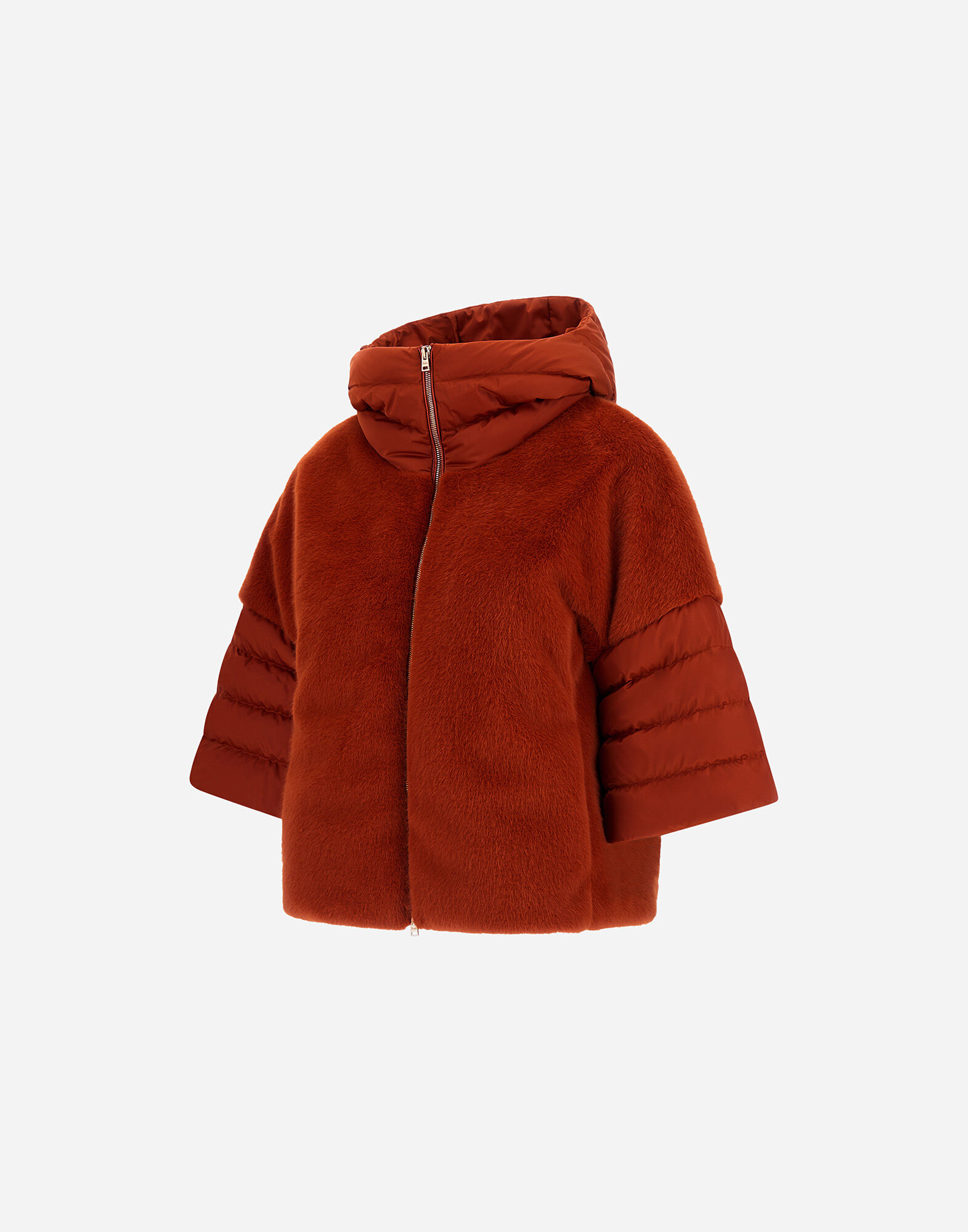 レディース サテン&レディオルタナティブファー ジャケット オレンジ