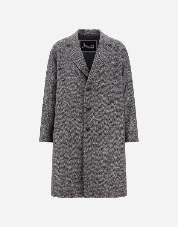 Herno COAT IN DOUBLE-LAYERED HERRINGBONE WOOL FABRIC Anthracite CA000243U335559490