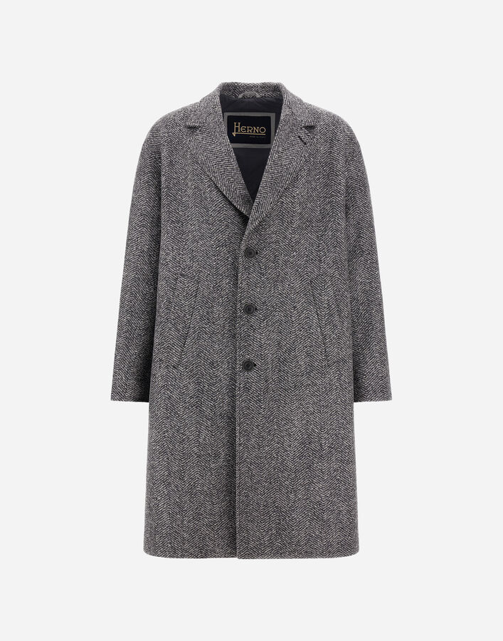 Herno COAT IN DOUBLE-LAYERED HERRINGBONE WOOL FABRIC Anthracite CA000243U335559490