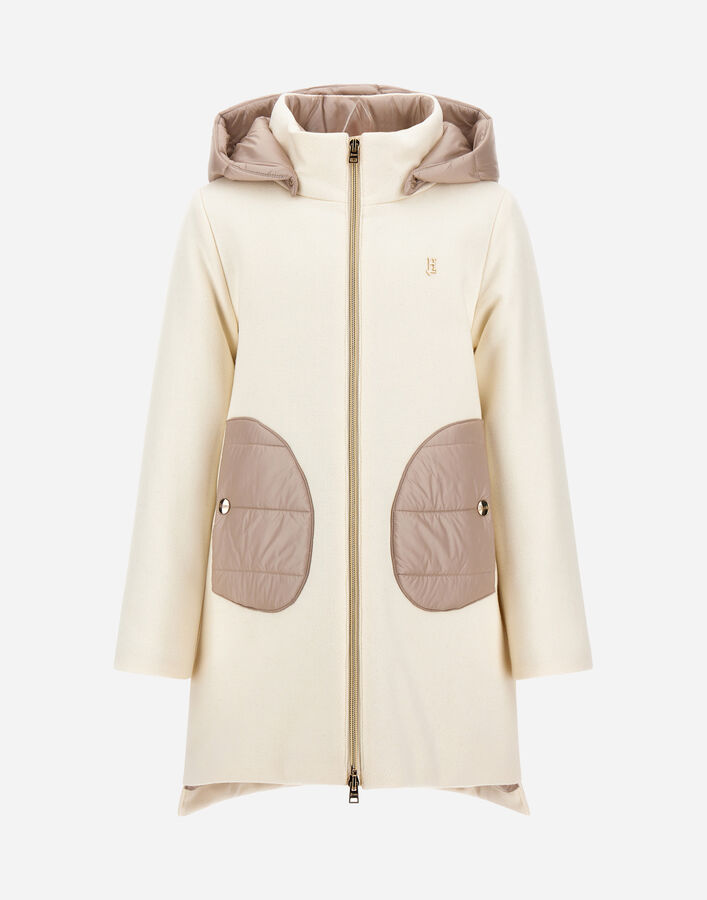 Herno HOODED COAT IN ECOWOOL AND NYLON ULTRALIGHT Blue GC000049G333449202