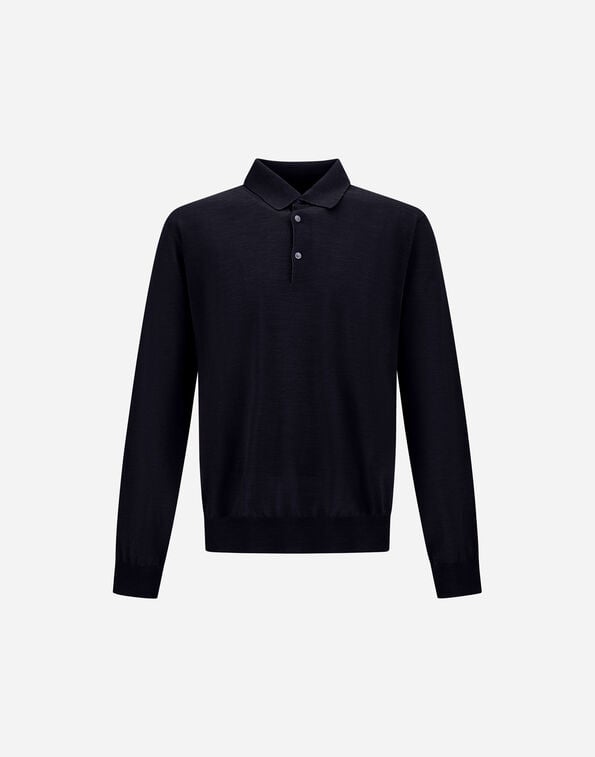 Herno RESORT POLO SHIRT IN WOOL AND SILK KNIT Dark Blue MPL0005UR700259280