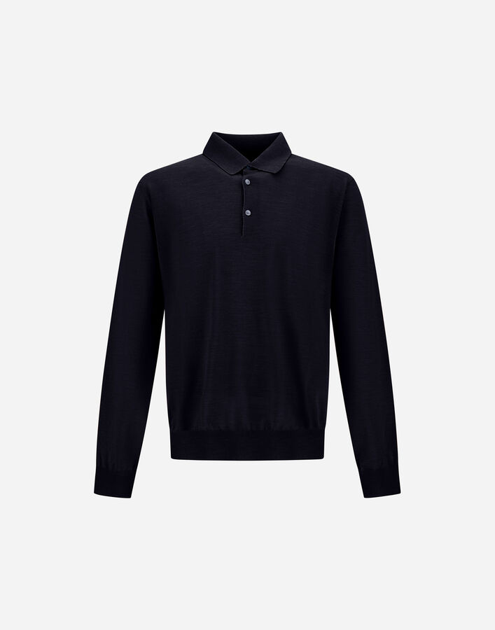 Herno RESORT POLO SHIRT IN WOOL AND SILK KNIT Dark Blue MPL0005UR700259280