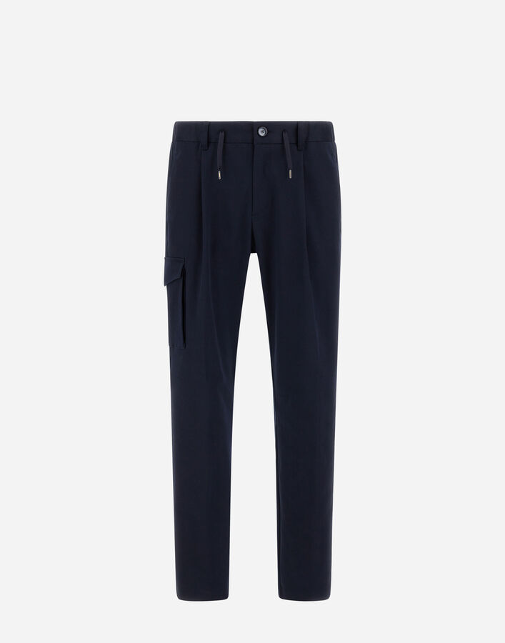 Herno RESORT TROUSERS IN STRETCH COTTON Navy Blue PT00050UR133289200