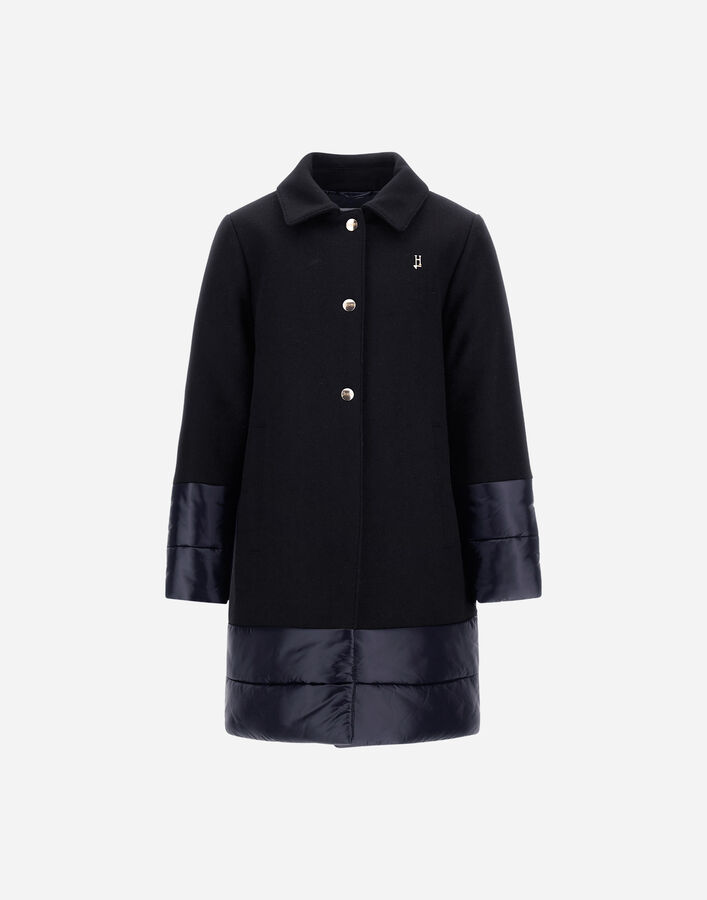 Herno BUTTONED COAT IN ECOWOOL AND NYLON ULTRALIGHT Blue CA000020G333449202