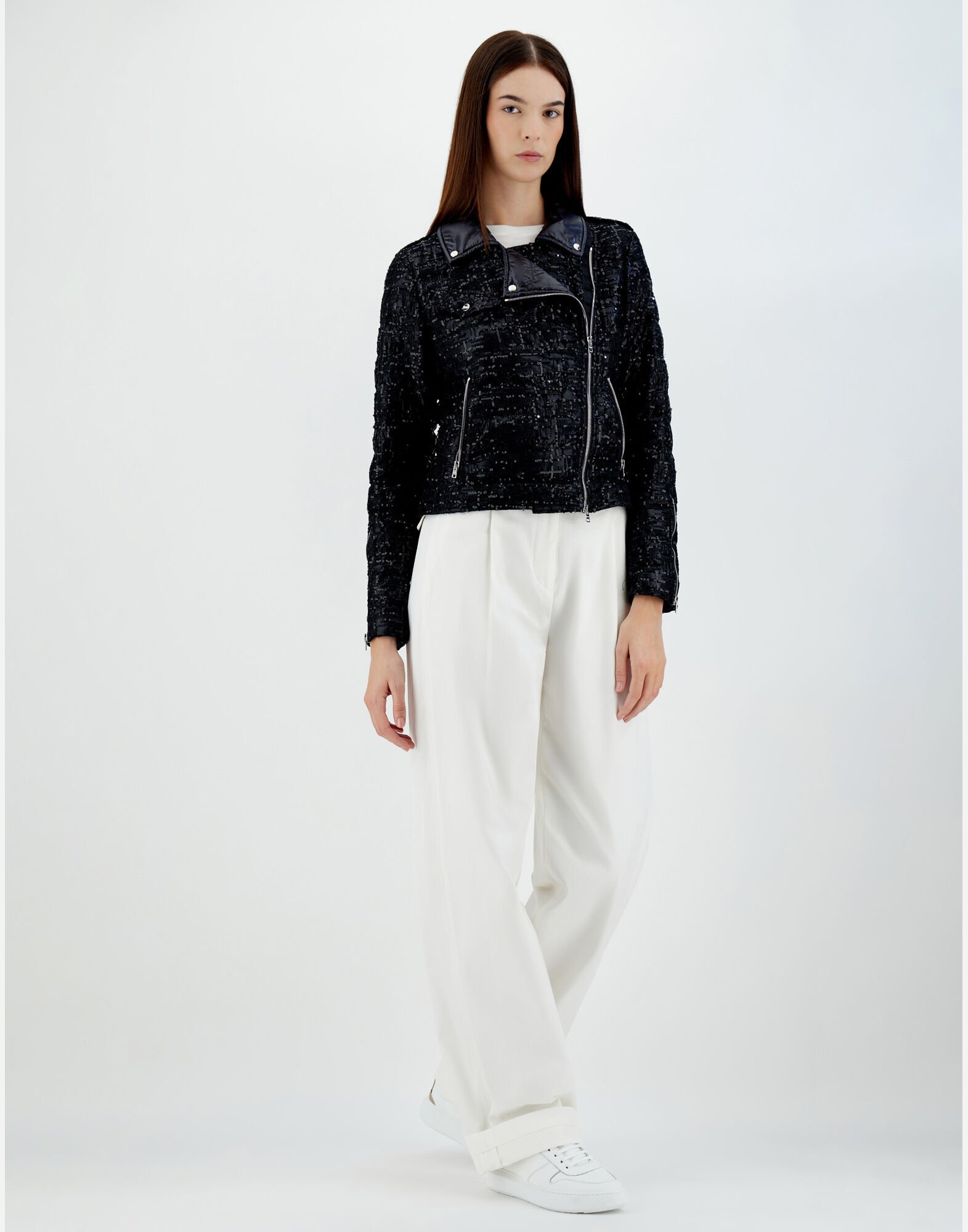 SEQUIN EMBROIDERY BOMBER JACKET in Black for Women Herno
