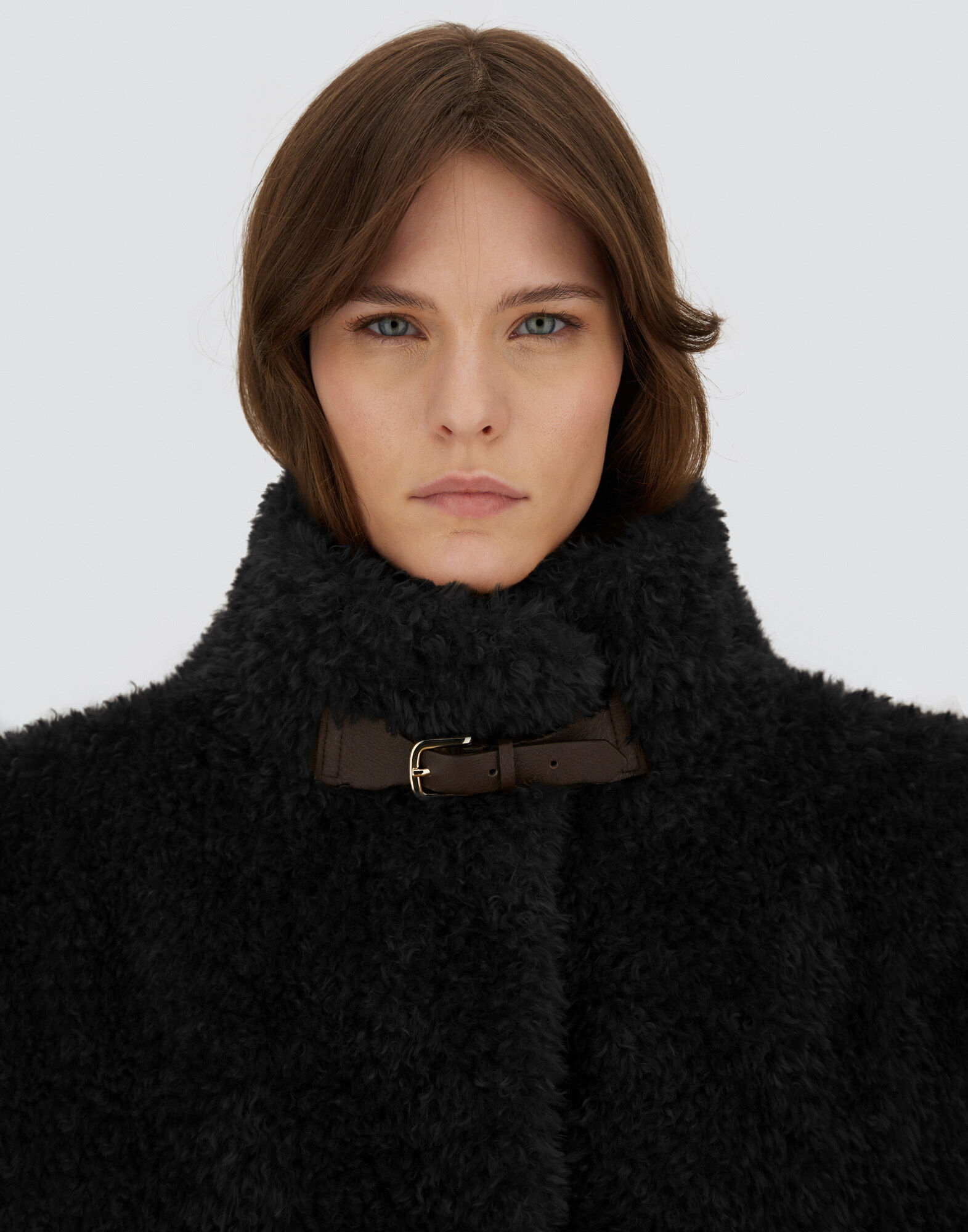 レディース カーリーオルタナティブファー ジャケット ブラック