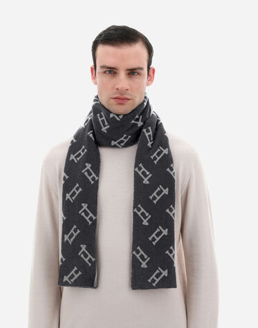 Louis Vuitton Monogram Womens Knit & Fur Scarves, Grey