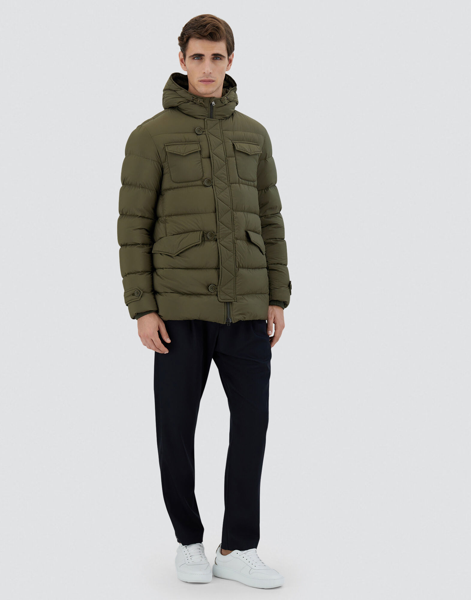 メンズ レジェンド レスキモー コート グリーン/ベージュ | Herno