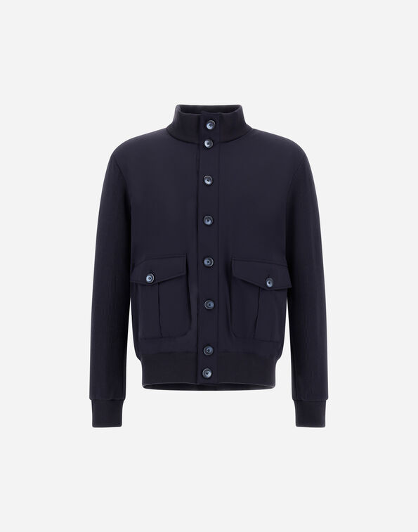 Herno RESORT JACKET IN COTTON INTERLOCK AND TRAVEL NYLON PONENTE Navy Blue JC00026UR560209200