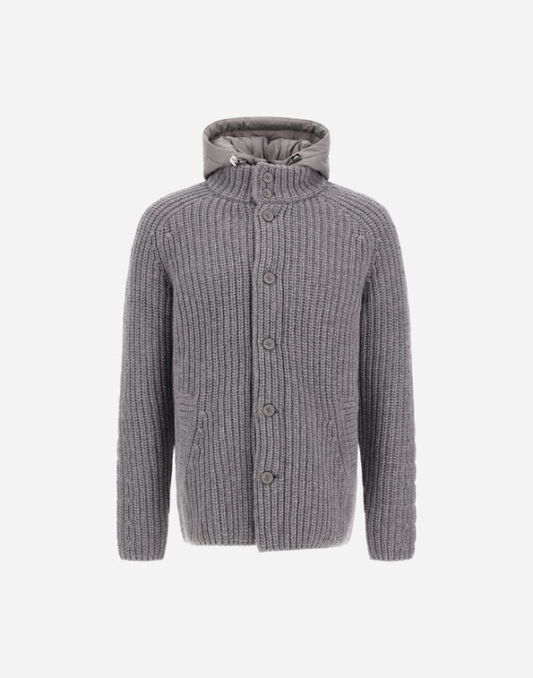 Herno WOOL JACKET WITH RAISED TEXTURE AND CABLE-KNIT DETAILING Light Grey MC000231U700649406