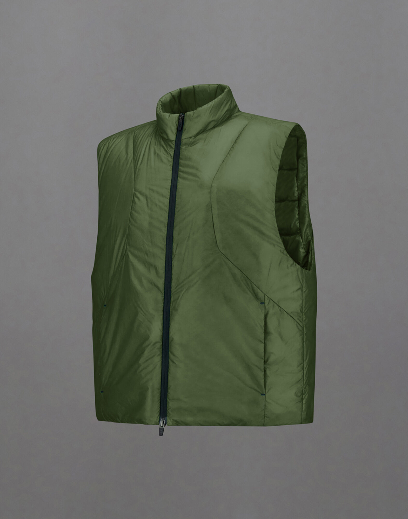 LAMINAR GILET IN TRANSLUCENT RIPSTOP in Olive Green for Men | Herno®
